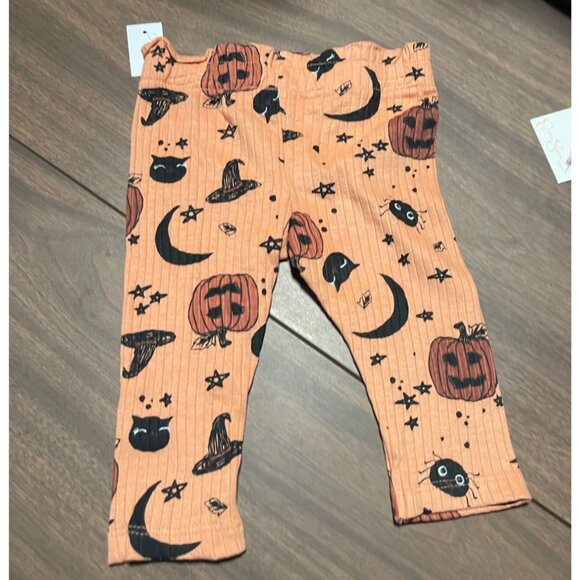 Jessica Simpson Baby Halloween Outfit Set 3/6M Pumpkin Print Top & Pants Orange - Picture 13 of 13